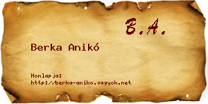 Berka Anikó névjegykártya